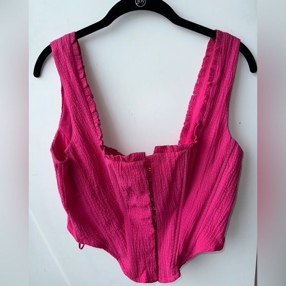 Stradivarius textured corset top in pink NWT - Picture 2 of 6